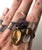 Triple Stone Ring: Amethyst, Citrine, Quartz Crystal - Copper
