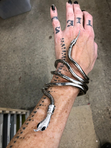 Bendy Snake Necklace, Bracelet. Flexible, Articulated Metal Snake Fidget Jewelry. Silver or Gold