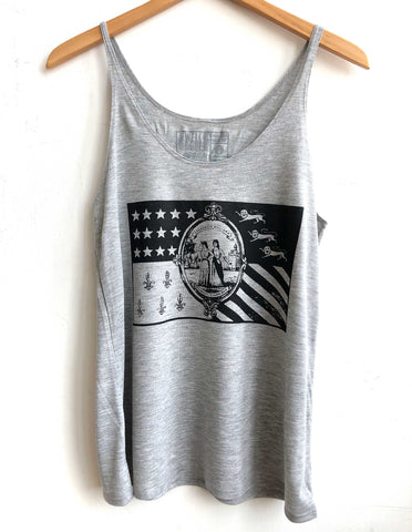 Detroit City Flag Women's Slouchy Relaxed Tank Top. 1940s Vintage Flag