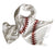 White Baseball Stitching Printed Scarf, Cyberoptix