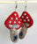 Beaded Mushroom Dangle Earrings, Red & White Fly Agaric