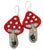 Beaded Mushroom Dangle Earrings, Red & White Fly Agaric