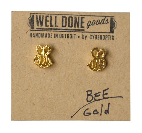 Bee Gold Stud Earrings, Well Done Goods