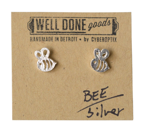Bee Silver Stud Earrings, Well Done Goods