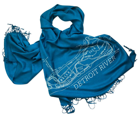 Belle Isle Map Printed Bamboo Pashmina Scarf