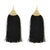 Black Tassel Earrings, Brass Triangle Accent. Well Done Goods
