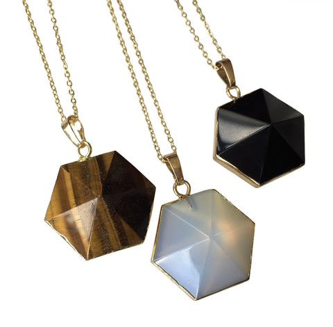 Hexagonal Crystal Pendant Necklace