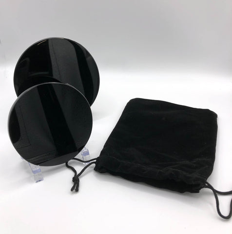 Round Black Obsidian Mirror, 3" or 4" Scrying Mirrors