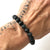 Black Banded Agate, Stone Bead Mala Stretch Bracelet