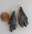 Black Kyanite Fan Earrings, Sterling Silver Wires