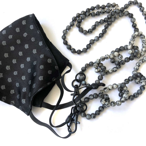 Black & White Labradorite Beaded Link Mask Chain