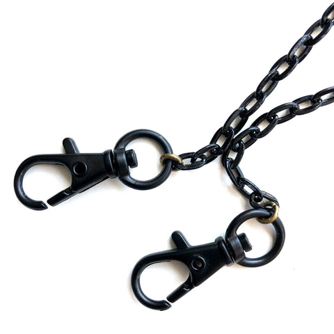 Black Chain Mask Holder Necklace, small link mask leash