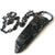 Tibetan Black Quartz Crystal XL Pendant. Gunmetal Oxidized Electroformed Copper