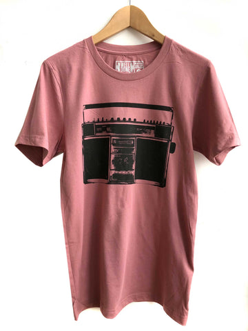Mauve pink Boombox Print T-Shirt, Well Done Goods