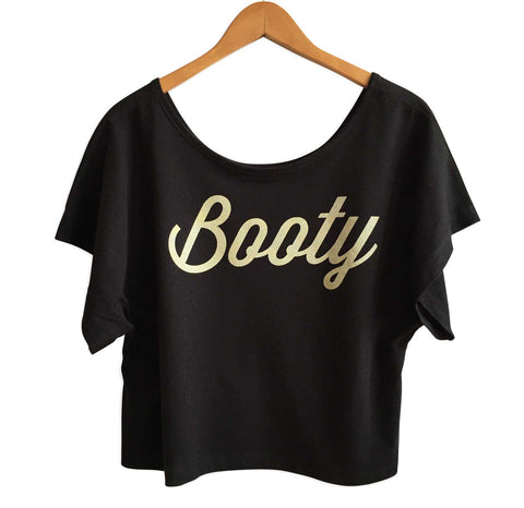 Booty Script Print Black Crop Top, Well Done Goods