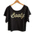 Booty Script Print Black Crop Top, Well Done Goods