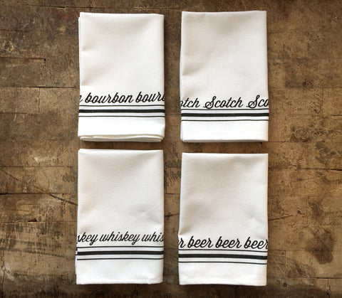 Liquid Lunch Silkscreen Cloth Bistro Napkins, Set of 4