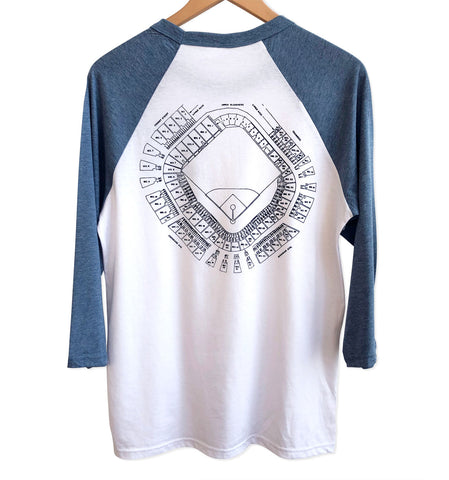 Old Tiger Stadium, Navin Field Blueprint Baseball Raglan Shirt, Well Done Goods