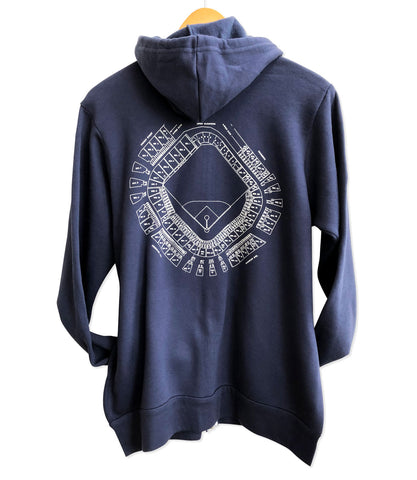 Old Tiger Stadium Blueprint, Navy Blue Navin Field Zip Hoodie, Unisex