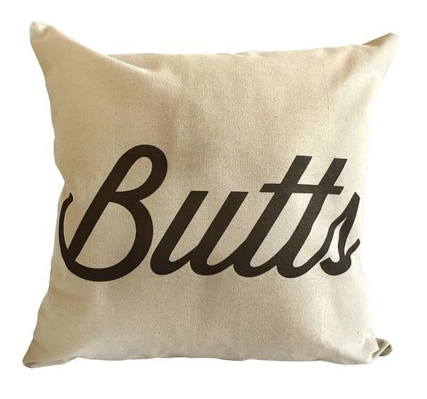 Chocolate Brown Butts Throw Pillow, Script Print, Well Done Goods