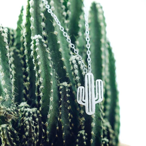 Cactus Necklace, silver plate. Well Done Goods