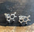 Tiny Matte Caffeine Molecule Earrings, Brushed Silver