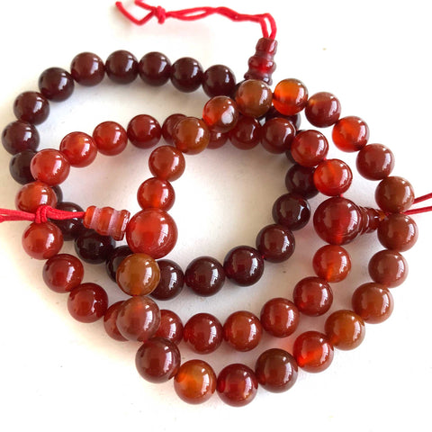 Carnelian Stone Bead Mala Bracelet