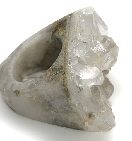 Quartz Crystal Carved Raw Stone Rings