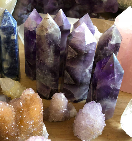 Chevron Amethyst Polished Towers, Medium