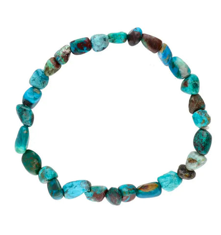 Chrysocolla Mala Bracelet, Freeform Stone Bead Stretch Bracelet