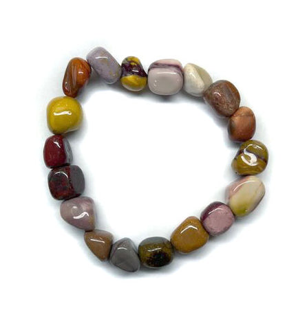 Chunky Mookaite Jasper Tumbled Stone Bead Mala Stretch Bracelet