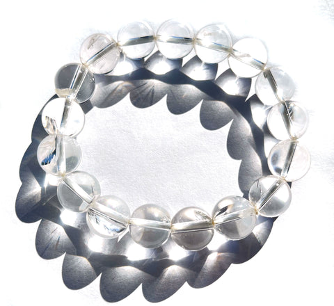 Clear Quartz Stone Bead Mala Stretch Bracelet