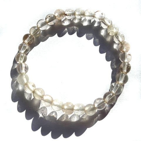 Clear Quartz Stone Bead Mala Stretch Bracelet