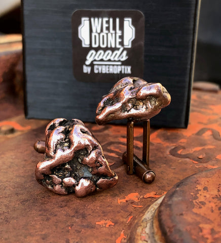 Copper Nugget Cufflinks. Northern Michigan, Keweenaw Copper Cuff Links
