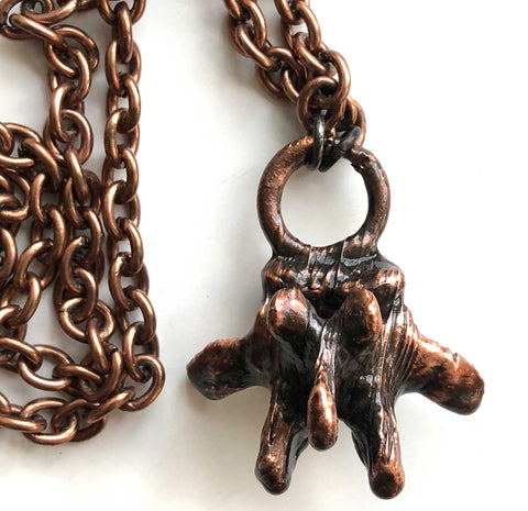 Coyote Vertebra Electroformed Copper Pendant, large