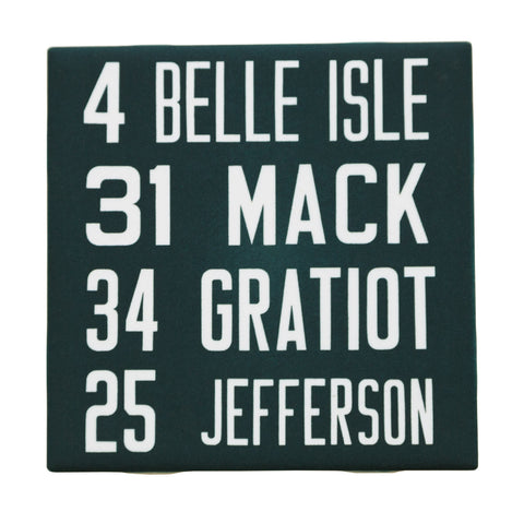 East Detroit Bus Scroll Drink Coaster, Well Done Goods