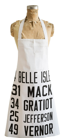 Detroit Bus Scroll, East Routes Print Chef Apron, Well Done Goods