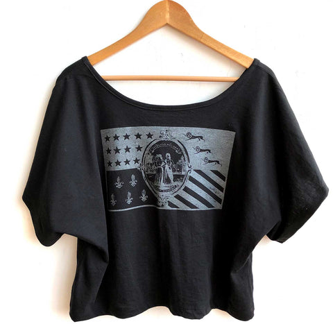 Detroit Flag Women's Crop Top, Black on Black