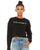Detroit GPS Coordinates Women's Cropped Crew Neck Sweatshirt, Black.