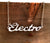 Electro Script Necklace, techno. Silver nameplate, by Well Done Goods