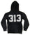 313 Zip Hoodie, Detroit Renaissance Trefoil Black Unisex Hooded Sweatshirt