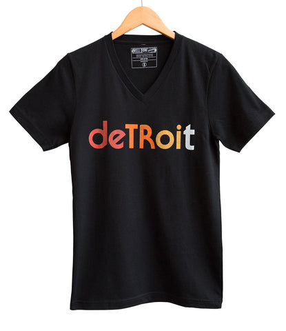 Detroit Rhythm Composer V-Neck Adult Tee, Black.  Well Done Goods