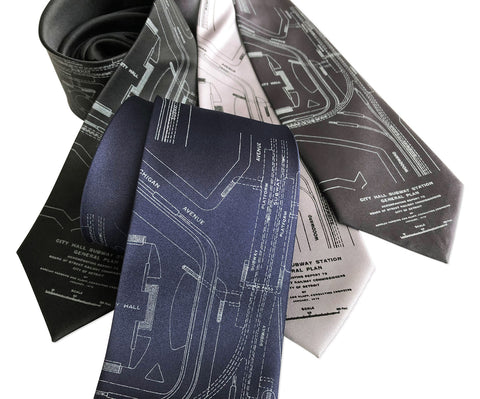 Detroit Subway Map Necktie, 1915 Vintage Map Print Tie, Well Done Goods