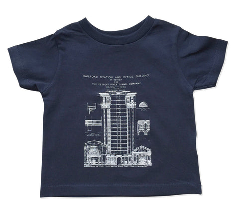 Blueprint Toddler T-Shirt, MCS Detroit Train Station, Well Done Goods