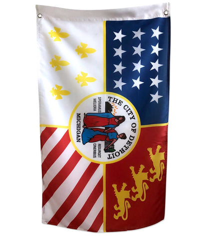 Detroit City Flag, 2x3 feet. Well Done Goods