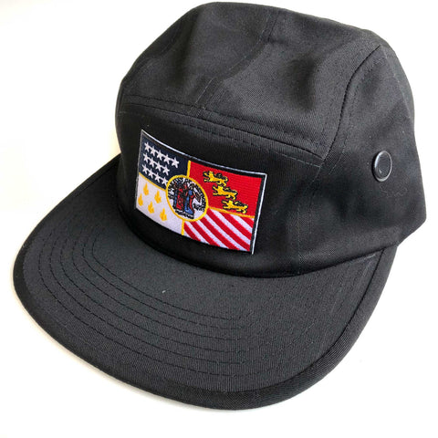 Detroit City Flag 5 Panel Hat, Military Style Cap. Black