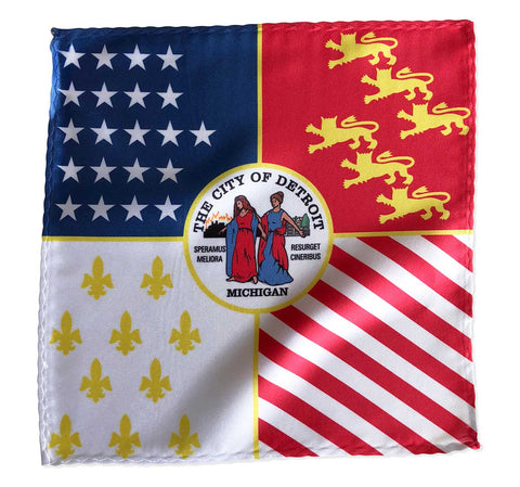 Modern Detroit City Flag Pocket Square, Well Done Goods
