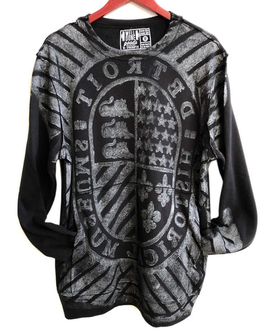 Detroit Historical Museum Manhole Cover - Raw Edge Pocket Crew Neck Sweatshirt