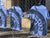 Manhole Cover T-Shirts. Detroit Tire Print, Blue Triblend V-Neck