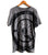Manhole Cover Print T-Shirt, Spirit of Detroit. Black print on charcoal grey.